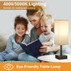 Bedside Lamp, Table Lamp for Bedroom, Lamp with USB C+A Charging Ports, Small Bedroom Lamp with 3-Color Modes with Pull Chain, Bedroom Lamp with Grey Fabric Shade(LED Bulb Included)