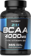 BCAA Tablets | 4000mg BCAAs per Serving | 3Months Supply | Essential Amino Acid Supplement with Vitamin B6 | 365 Vegan Tablets | BCAA Powder and Capsules Alternative Pre Workout | by