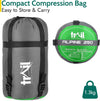 Trail Envelope Sleeping Bag With Snug Hood, Single Adult, 3 Season, Water-Resistant, Lightweight With Compact Bag, Outdoor, Camping, 250g Insulated Filling