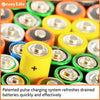 Battery Wizard (Fits 6 Batteries at Once) Battery Charger for Ordinary and Rechargeable Batteries, AA Battery Charger also Recharges AAA Batteries, C, D and 9V Batteries - Fully Guaranteed