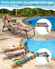 Sun Lounger with Reading Hole, 5 Position Adjustable Backrest for Garden, Folding Sun Lounger Portable Sunloungers with Strap Sun bed for Beach Terrace Pools Camping Guest Bed Indoor