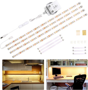 Under Cabinet Lighting Kit,Flexible LED Strip Lights Bar,Under Counter Lights for Kitchen,Cupboard,Desk,Monitor Back,Shelf,6.6 Feet Tape Light Set,120 LEDs,1200lm,2700K WarmWhite,12v Adapter