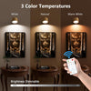 Battery Operated Wall Lights 2 Pack Wood Grain, Rechargeable Wall Lights Indoor, Wall Lamp with Remote, 3 Color Temperatures & 13 RGB & Dimmable Magnetic 360° Rechargeable Wall Sconces