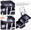 Makeup Box Vanity Case Cosmetic Organiser Case Beauty Box with Mirror and Magnification(5X) Spot Mirror, Black