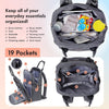 Changing Bag Backpack, Large Nappy Back Pack Multifunction Baby Bags with Portable Changing Mat, Pacifier Holder, and Stroller Straps, for Mom and Dad