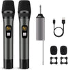 Wireless Microphones, Metal UHF Dual Handheld Dynamic Mic System,Microfonos Inalambricos with Rechargeable Receiver,160ft Range,for Karaoke, Speech, Wedding, Church, PA System,Singing Machine