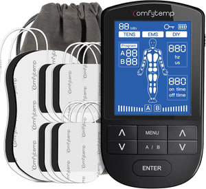 3-IN-1 TENS Machine for Pain Relief, Dual Channel EMS Muscle Stimulator with 24 Modes, 10 Pads, Rechargeable TENS Unit for Back, Knee, Hip, Endometriosis, Sciatica, Fibromyalgia, Period Pain