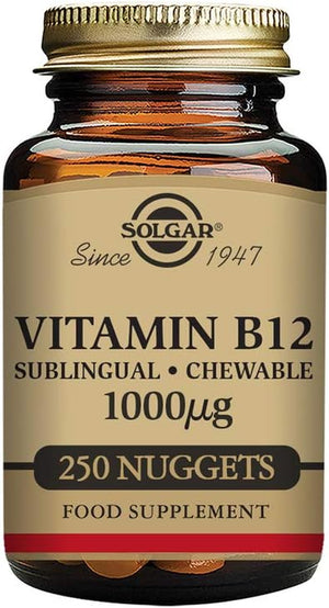 Vitamin B12 1000 µg Sublingual Chewable Nuggets - Pack of 250 - Reduces Fatigue and Supports Energy Release - Vegan