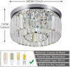 Modern Crystal Chandeliers Ceiling Lights, 2-Tiers Crystal Flush Ceiling Lights, Chrome, 6-Lights G9, Elegant Glass Crystal Chandelier Lamps for Living Room, Hall, Bathroom, Bedroom, Foyer