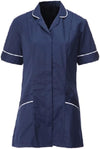 WOMENS NURSES HEALTHCARE TUNIC, DENTAL VET SALON, NAVY WITH WHITE TRIM, INS31NV (UK