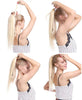 17" Clip in Hair Extensions Wrap around Ponytail Long Curly Wavy Hairpiece (17 inches, Sandy Blonde & Bleach Blonde)