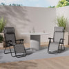 Zero Gravity Chairs Set of 2 - Grey Reclining Sun Loungers for Garden - Textilene Folding Sunloungers with Detachable Head Pillow - Fold Away 2 Set Deck Chairs for Outdoor, Patio & Decking