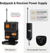 UHF Wireless Microphone System with Headset Mic/Lavalier Lapel Mic, Bodypack Transmitter, Rechargeable Receiver, 5 Channels, 60M Range 1/4" Output for Recording Live Performance PA Speaker