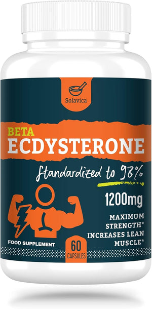 Beta Ecdysterone Supplement 1200mg (60 Capsules)-1 Month Supply-98% Maximum Purity Ecdysterone for Endurance & Muscle Growth