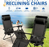 "Ultimate Comfort Set: 2 Sun Lounger Garden Chairs with Cup and Phone Holder, Adjustable Headrest Pillow, Zero Gravity Recliner - Black"