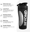 Insulated Metal Protein Shaker, Stainless Steel Supplement Bottle - BPA Free for Gym 735ml in Black & White