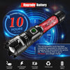 Torches LED Super Bright, 30000 Lumens Rechargeable LED Torch, USB Tactical Flashlight, XHP70.2, IP67 Waterproof, 5 Light Modes Zoomable, for Camping Hiking Emergency