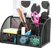 Desk Organiser/Mesh Desk Tidy Caddy/Pencil Holder Multifunctional with 7 Compartments- Black