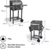 Charcoal BBQ – Barbecue with Warming Rack, Adjustable Height, Temperature Gauge – Portable, Ash Catcher, Additional Storage Shelf, 2 Foldable Side Tables, Wheels – Grill Meat, Fish & Veg