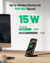 Wireless Charger Stand, 15W Qi Fast Charging Dock Phone Charger, Adaptive LED Wireless Charging Station for iPhone 16 15 14 13 12 11 9 8 XR, Samsung S22 S21 S10 S9, LG V40 G8, Pixel 8 7 6 etc.