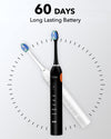 Electric Toothbrush for Adults, Rechargeable Sonic Electronic Toothbrush with 6 Brush Heads and Travel Case, 5 Modes 2 Mins Smart Timer, 48000VPM 10X Powerful