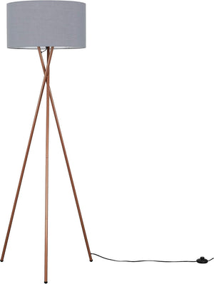 | Modern Copper Metal Tripod Floor Lamp with a Dark Grey Shade | Floor Lamps & Torchieres, Home Décor & Improvement Essential | Includes 6W LED E27 Light Bulb with 3000K Colour Temperature