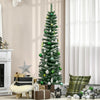 5.5FT Artificial Snow Dipped Christmas Tree Xmas Pencil Tree Holiday Home Indoor Decoration with Foldable Black Stand, Green