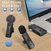 Wireless Lavalier Microphone for iPhone Android: Mini Lapel Mic with Intelligent Noise Cancelling, 48kHz/16bit, 100ft Range, for Camera, PC, Laptop, Video Recording, Streaming, Interview, Vlogs