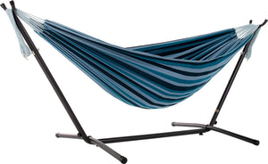 "Relax in Style with  Double Cotton Hammock Set - Blue Lagoon"
