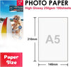 Glossy Photo Paper A5 Size 210x148mm 250gsm 100 Sheets with Premium High Glossy Advanced Resin Coated for Canon Hp Epson Inkjet Printer