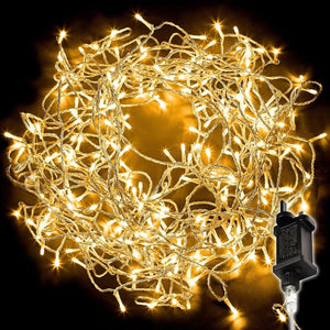 Christmas Tree Lights 300 LED 30m Lit Length Warm White with Clear Cable - Fairy String Party Lights Plug in with Memory Functions, 10cm Bulb Distance - Suitable for Outdoor/Indoor Use