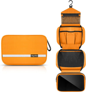 Travelling Toiletry Bag Portable Hanging Water-Resistant Wash Bag for Travelling, Business Trip, Camping (Orange/B)