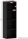 Oxford 4 Tier Cube Bookcase, Black Wooden Shelving Display Storage Unit Office Living Room Furniture