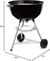 Bar-B-Kettle Charcoal Grill, Ø 57cm Grill Area, BBQ Grill with Porcelain-Enamelled Lid & Bowl, Tripod Stand & Wheels, Chromed Grill Grate - Black (1331004)