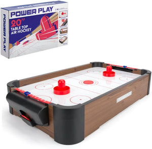 | Air Hockey Table Game, Wooden Portable Table Toys Game for Kids and Adults, 20inches, Brown