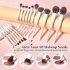 MUA Pro Makeup Brush Set 18 Pcs Professional Makeup Brushes Set Foundation Brush Concealer Brush Blush Brush Eyebrow Brush good present choice for Professional Makeup Artist(Beige)