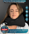 Travel Pillow - Memory Foam Neck Cushion - Flight Pillow | Support Neck Pillow for Travel | Travel Neck Pillow for Airplane with Carry Bag & Clip | Flying Travel Essentials (Black - Regular)