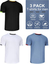 3 Pack Men T Shirts Running T Shirts for Men Gym Men's T Shirts Sport Tops for Men Dry-Fit Athletic T Shirts Breathable Activewear Shirts Work Shirt Muscle Fit Shirts Multipack