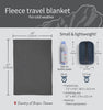 Compact Fleece Travel Blanket with Stuff Sack, 70x48 Inches, Moisture Wicking and Breathable Airplane Blanket, Foldable Throw for Couch, Train, Camp, Backpacking, Traveling