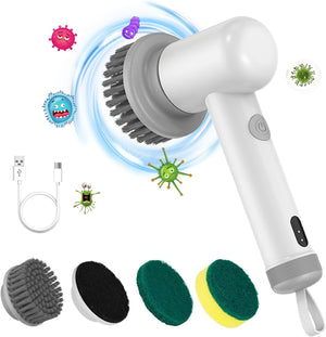 Power Spin Scrubber Cordless, Electric Spin Scrubber with 2 Speed, Handhold Electric Cleaning Brush Scrubber for Floor and Cars, Power Scrubber with 3 Replaceable Brush Heads for Kitchen,Bathroom