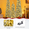 Artificial Christmas Tree Set of 3, Snowy Xmas Tree with PVC Branch Tips and Warm White LED Lights, Pre-Lit Slim Pencil Xmas Decoration Tree (4FT+5FT+6FT)