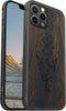 Magnetic Wood Case for iPhone 12 Pro Max [Hard Real Wood & Soft TPU] Shockproof Hybrid Protective Cover Unique & Classy Wooden Case Compatible with MagSafe (Viking Compass Vegvisir-Blackwood)