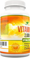 Vitamin D 2,000 IU, Optimal Strength Vitamin D3 Supplement, 365 Easy to Swallow Softgels - Full Year Supply