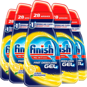 Dishwasher Fast Dissolving Gel All in 1 Max Lemon, 700 ml, Pack of 5(Total 140 washes)