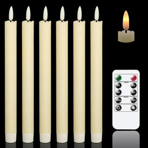 LED Taper Candles Flickering with Timer, Battery Operated Flameless Taper Candles with Remote, Real Wax LED Dinner Candles for Christmas Home Wedding Decor