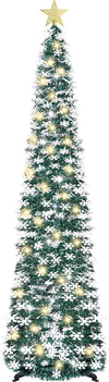 5FT Pop Up Christmas Tree with Timer 50 Lights, Tinsel Christmas Tree, Collapsible Artificial Pencil Tree Xmas Decoration for Indoor Home Apartment Porch Party, Easy Assembly