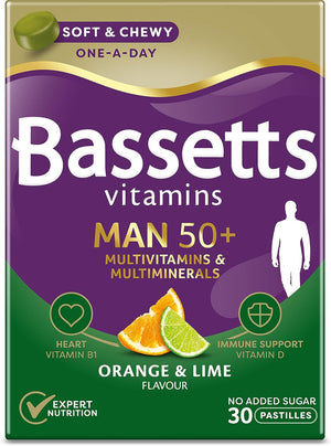 Man 50+ Multivitamins & Multiminerals Orange & Lime Flavour 30 Gummy Pastilles