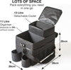 Van and Campervan Front Seat Organiser, With Detachable Cooler Bag And Compartment Storage Solution, Adjustable Padded Carry Strap and Non-Slip Clips, (Black, 24L)