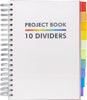 B5 Project Book with 10 Repositionable Dividers for Organization – 400 Perforated Pages of 80GSM Paper – 200 Sheet Notebook for School, Office, and Home – White, 190 x 250mm