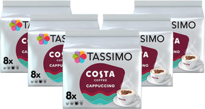 Costa Cappuccino Coffee Pods x 8 (Pack of 5, Total 40 Drinks)